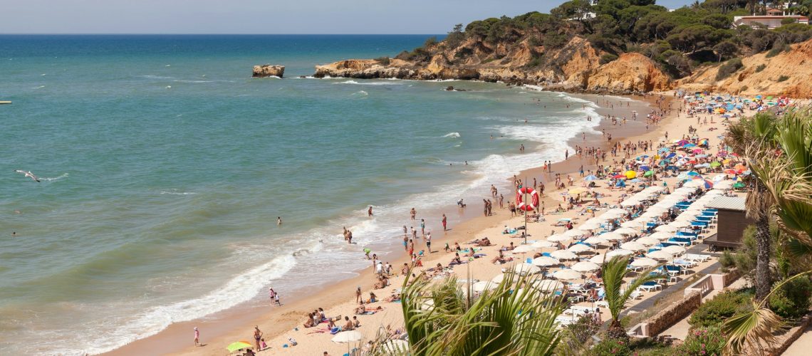 Algarve beach during the summer season in Portugal