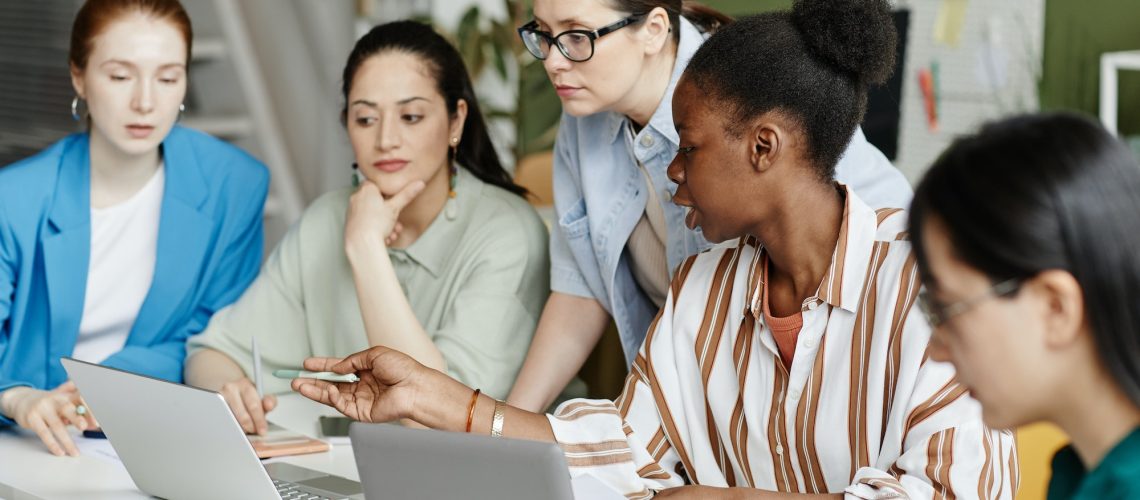 Female business team working with startup